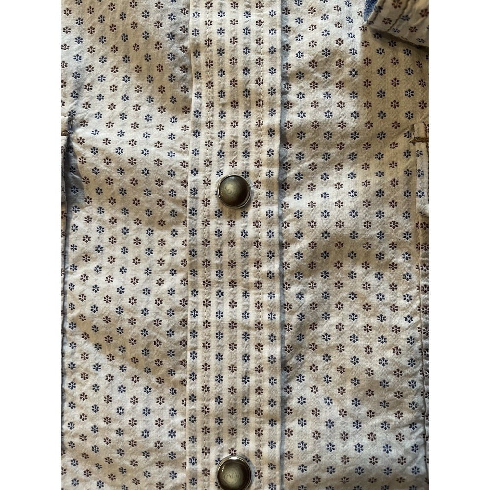 Age of Wisdom Western Pearl Snap Shirt Men Medium White Blue Floral Indie Cowboy - Picture 5 of 8